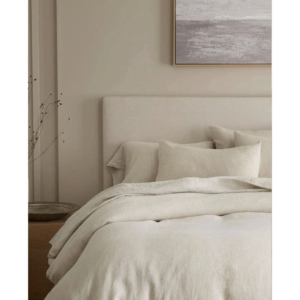 New Quince Full Queen Linen Duvet Cover Set 2 Sham NATURAL CHAMBRAY 100% Flax